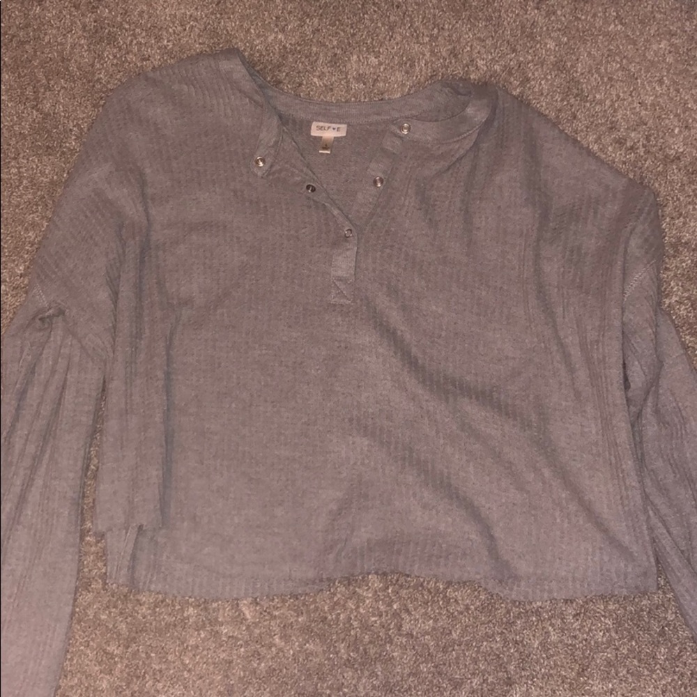 cropped grey sweater